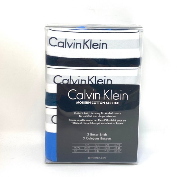 Calvin Klein Men's 3 Pack Boxer Briefs Blue Black Green Cotton Stretch NB2381920 - Picture 6 of 8